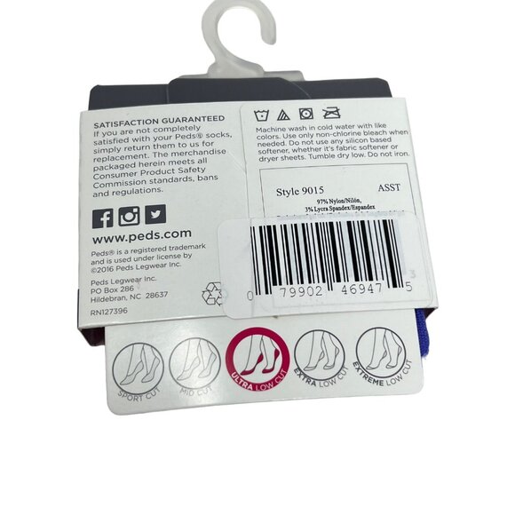 Peds Ladies Ultra Low Cut Socks 3 Pairs Shoe Size 5-10 Purple Pink Assorted Colo - Picture 3 of 4